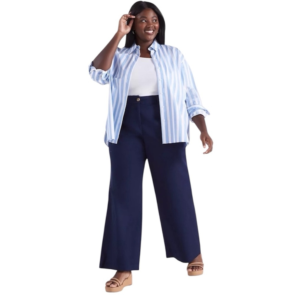 Lane Bryant NWT navy blue Chino Collection wide leg pants women’s 24